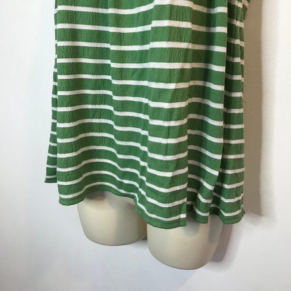 Max Studio SMALL S Green White Striped Off the Shoulder Shirt Blouse Stretch - Picture 4 of 9